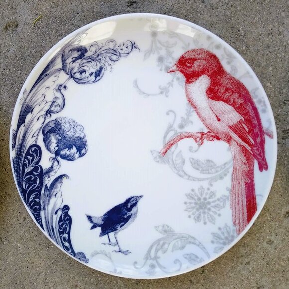 Lovely Set of 4 Porcelain Hand Painted Enameled Plates with Arabesques/ Red Song - Picture 3 of 15